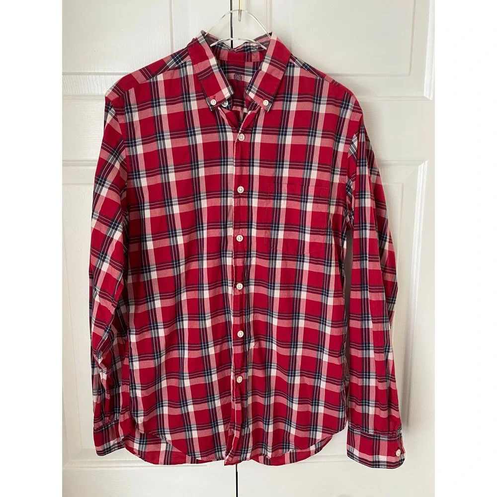 J. Crew Mens S Casual Plaid Button Down Long Sleeve Lightweight Work Bundle of 4
